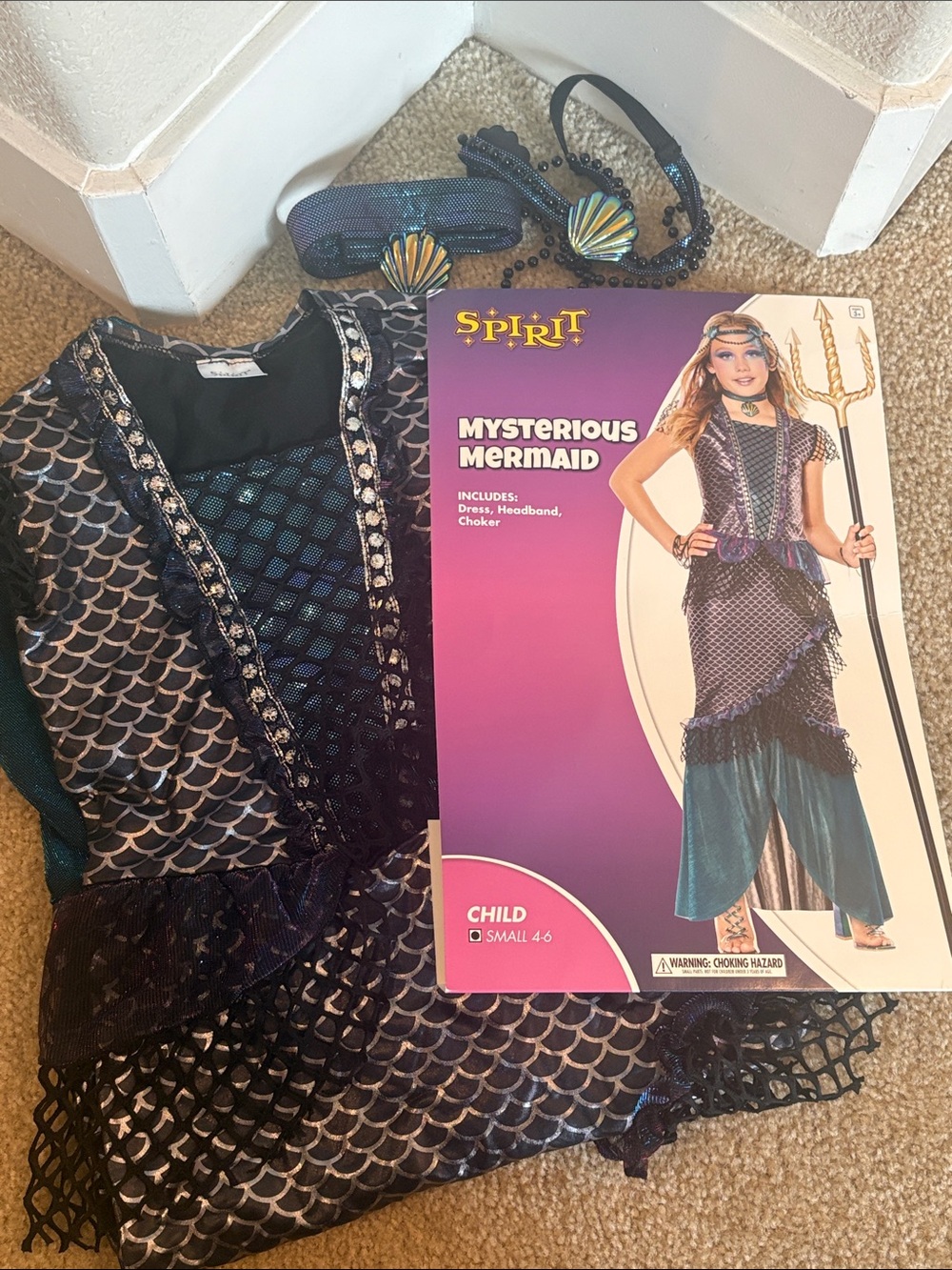 Spirit Mysterious Mermaid Costume Dress — Teal and Dark Blue, S 4-6